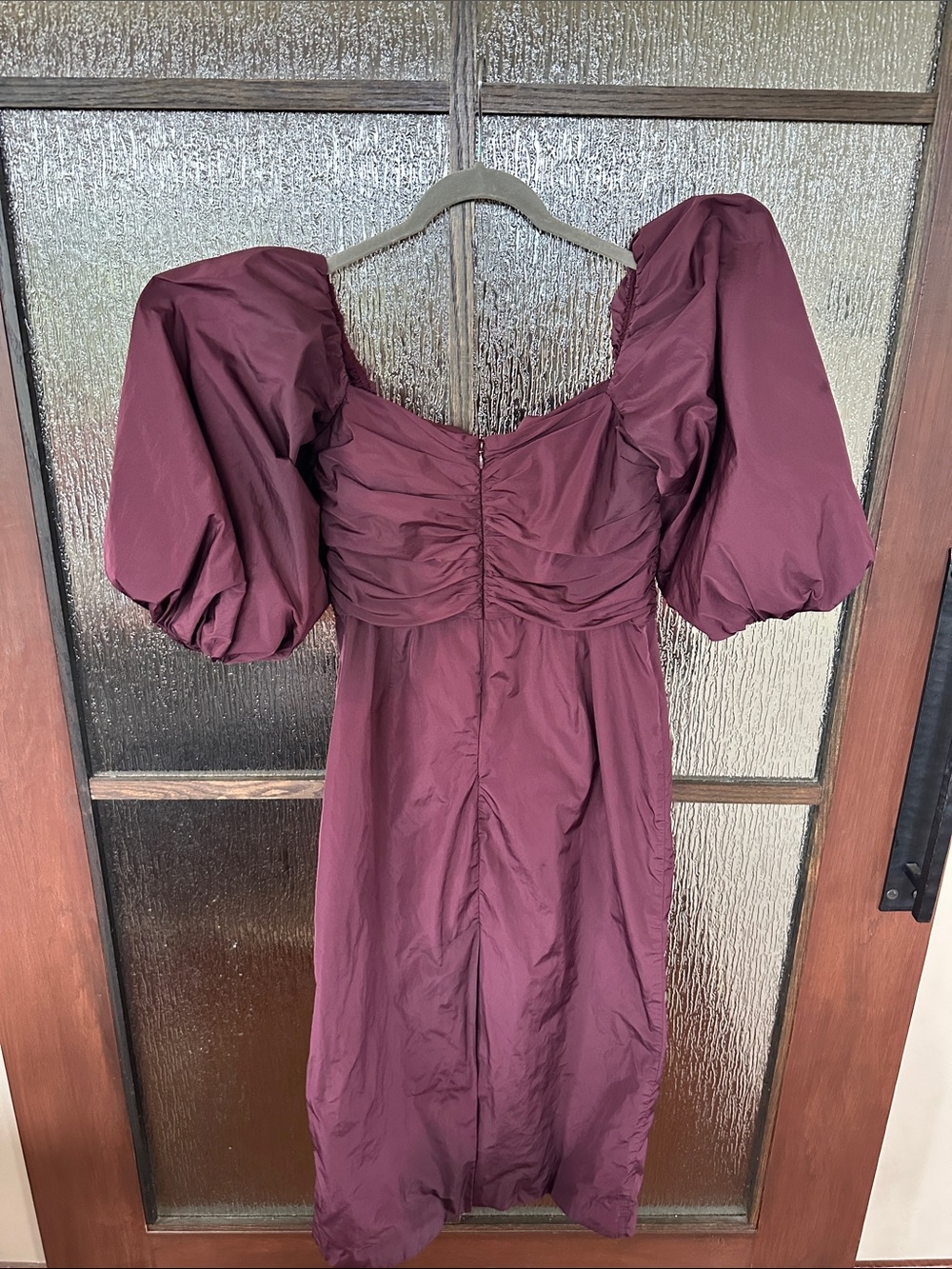 Tanya Taylor Charlotte dress Elegant Puff-Sleeve Midi Dress in Deep Plum size 10 - Picture 9 of 12
